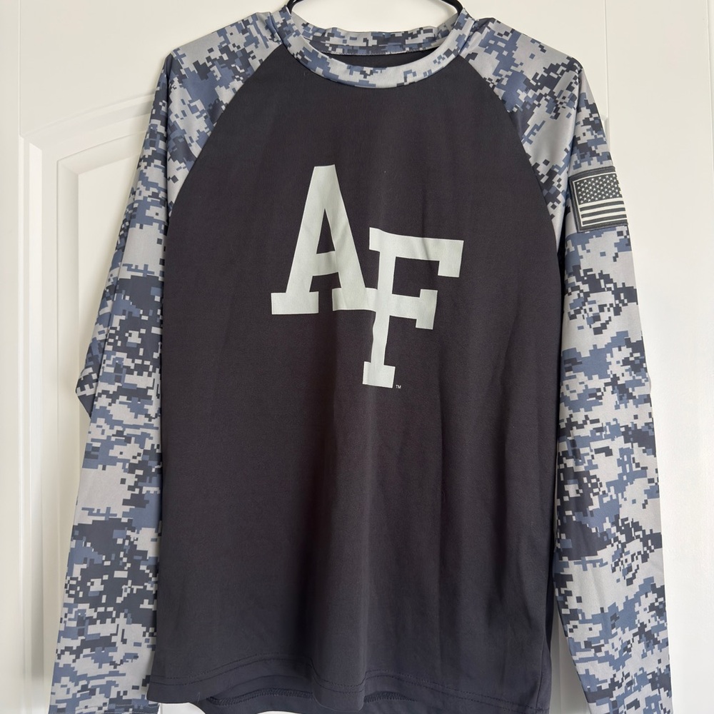 AF Logo Tee with Gray Digital Camo Sleeves